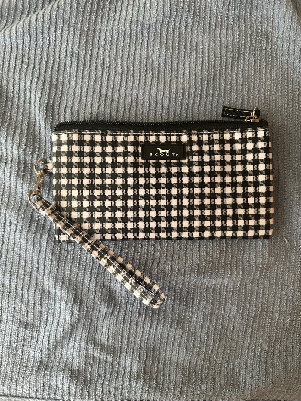 Scout Black & White Gingham Wristlet Clutch